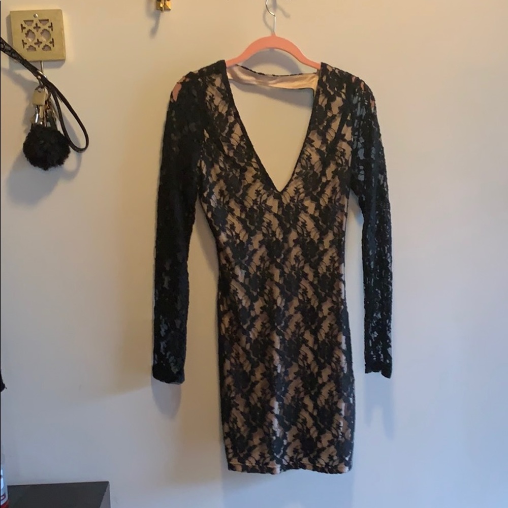 Black Lace/Nude Dress
